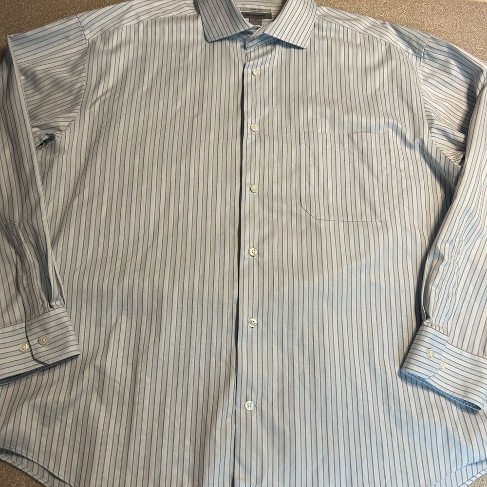 Johnston & Murphy Men’s Light Blue/WhiteStriped Dress‎ Shirt-XL